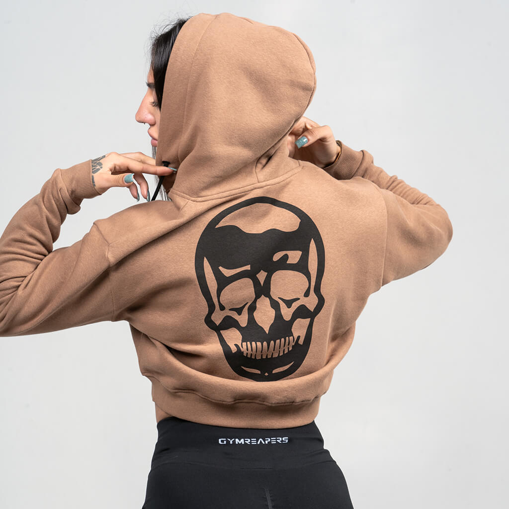 skull hoodie caramel with logo