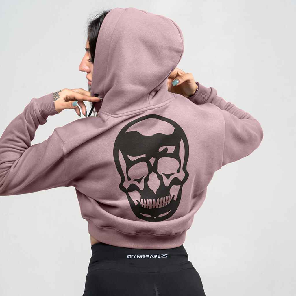 skull hoodie mauve with logo