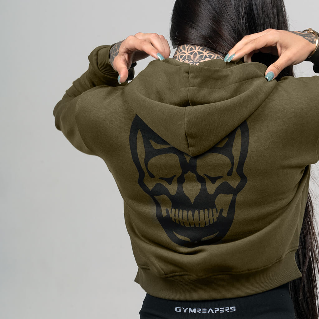 skull hoodie od green with logo